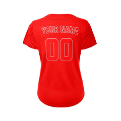 Women's Custom Red Button Down Baseball Jersey