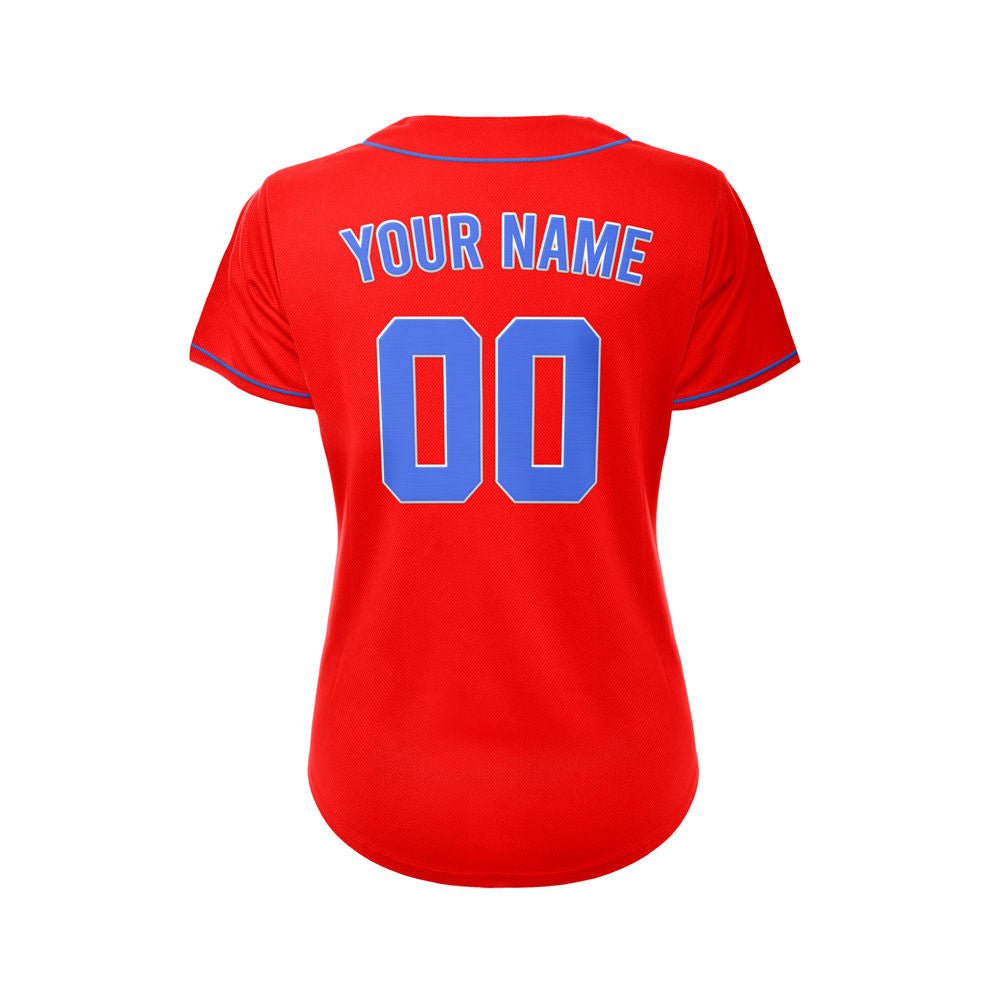 Women's Custom Red Button Down Baseball Jersey
