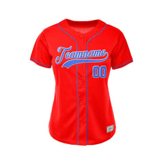 Women's Custom Red Button Down Baseball Jersey
