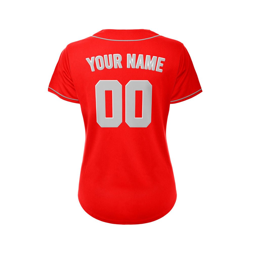 Women's Custom Red Button Down Baseball Jersey