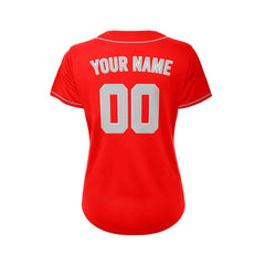 Women's Custom Red Button Down Baseball Jersey