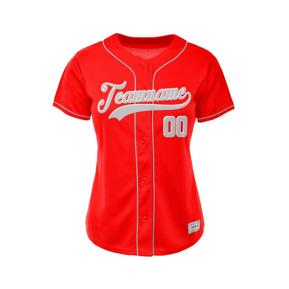Women's Custom Red Button Down Baseball Jersey