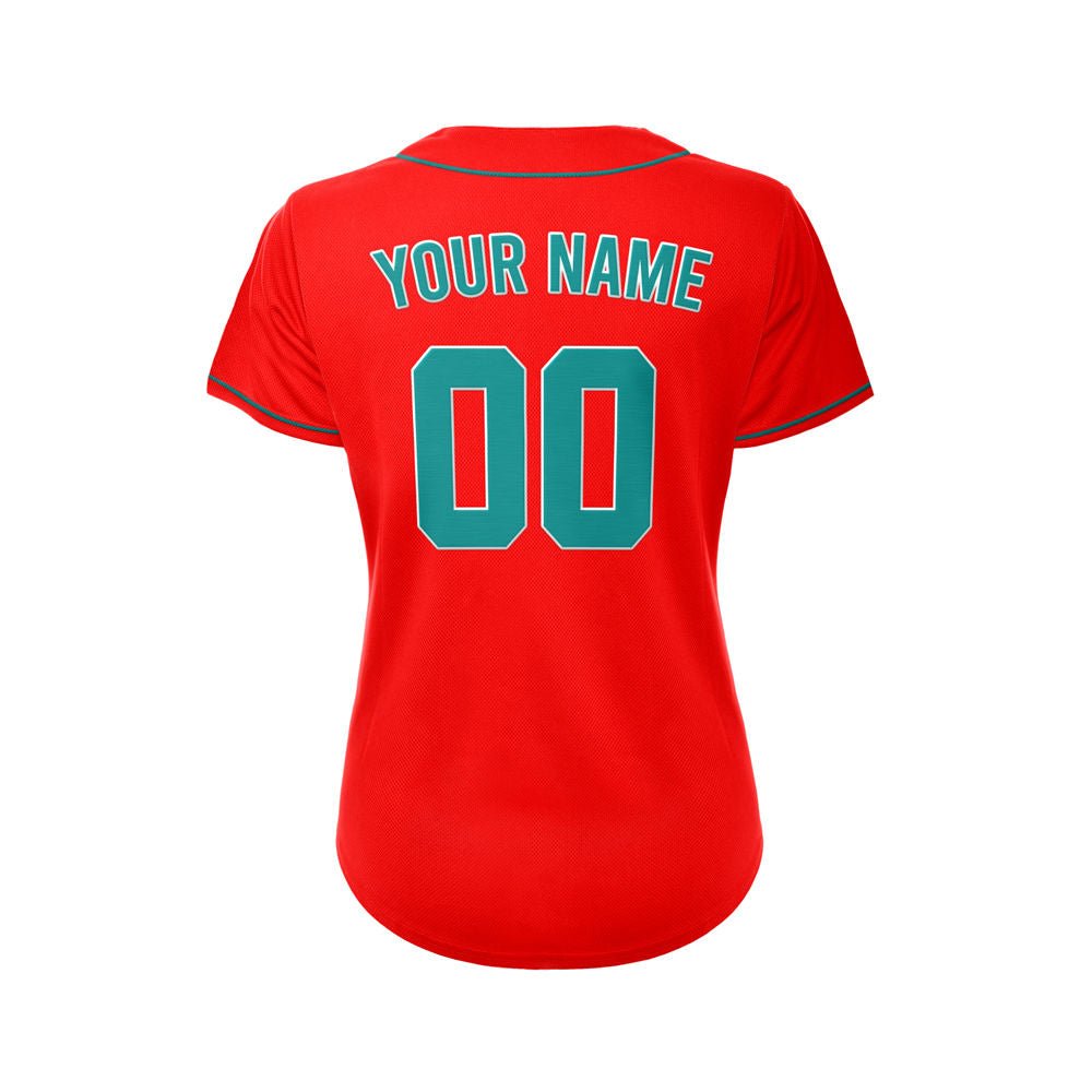 Women's Custom Red Button Down Baseball Jersey