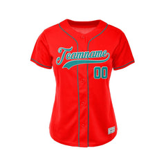 Women's Custom Red Button Down Baseball Jersey