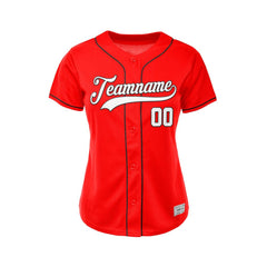 Women's Custom Red Button Down Baseball Jersey