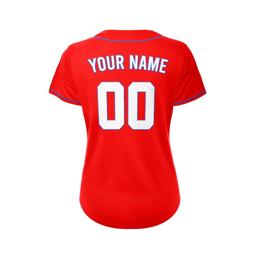 Women's Custom Red Button Down Baseball Jersey