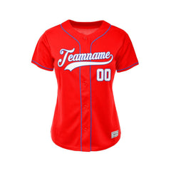 Women's Custom Red Button Down Baseball Jersey