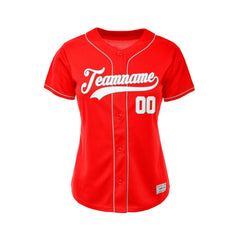 Women's Custom Red Button Down Baseball Jersey