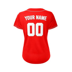 Women's Custom Red Button Down Baseball Jersey
