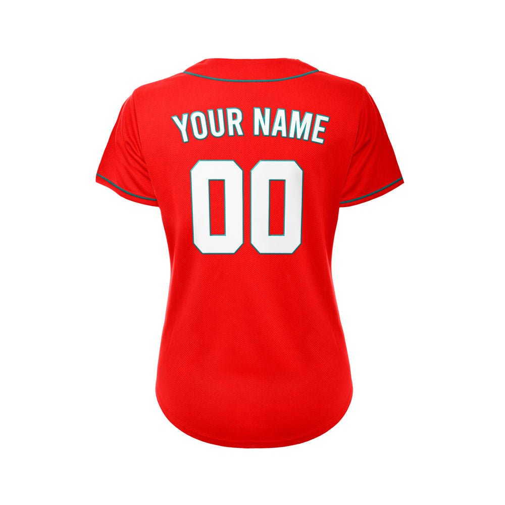 Women's Custom Red Button Down Baseball Jersey
