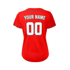 Women's Custom Red Button Down Baseball Jersey