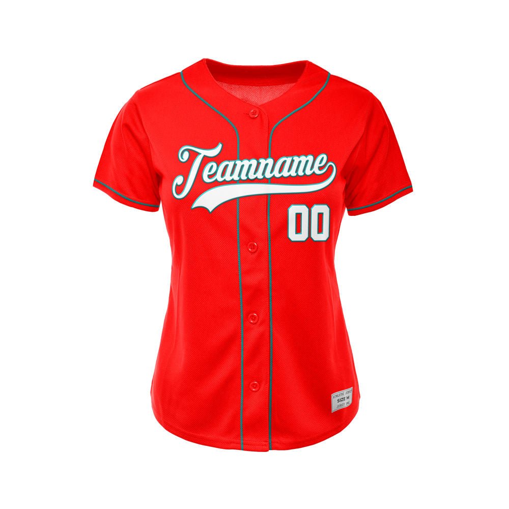 Women's Custom Red Button Down Baseball Jersey