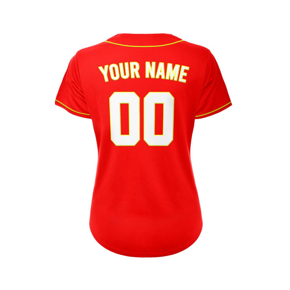 Women's Custom Red Button Down Baseball Jersey