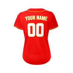 Women's Custom Red Button Down Baseball Jersey