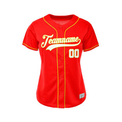 Women's Custom Red Button Down Baseball Jersey