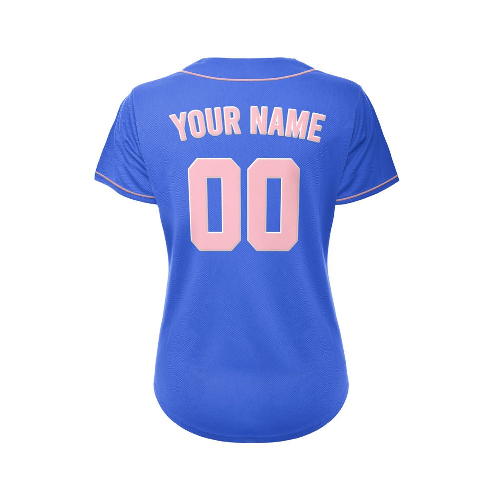 Women's Custom Blue Button Down Baseball Jersey