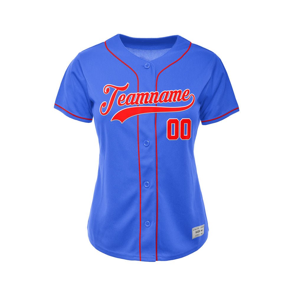 Women's Custom Blue Button Down Baseball Jersey