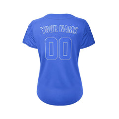 Women's Custom Blue Button Down Baseball Jersey
