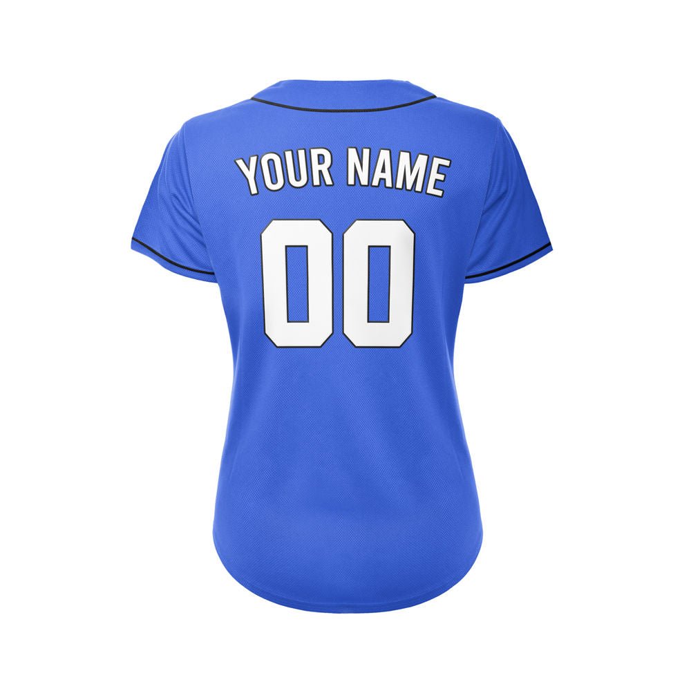 Women's Custom Blue Button Down Baseball Jersey