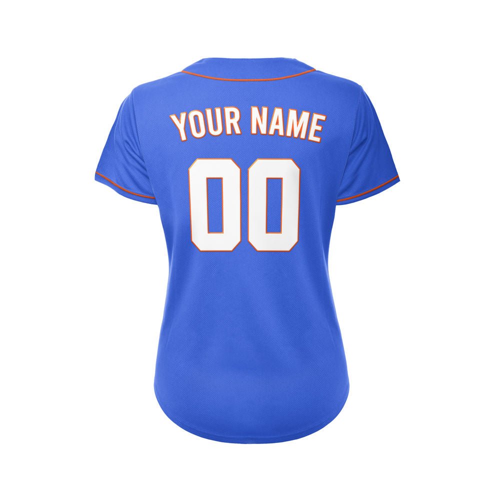Women's Custom Blue Button Down Baseball Jersey