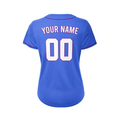 Women's Custom Blue Button Down Baseball Jersey