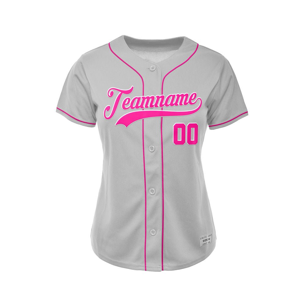 Women's Custom Gray Button Down Baseball Jersey