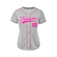 Women's Custom Gray Button Down Baseball Jersey