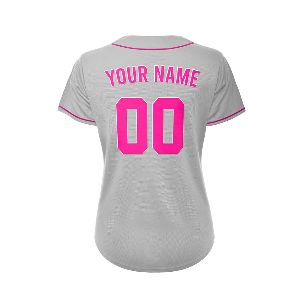 Women's Custom Gray Button Down Baseball Jersey