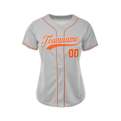 Women's Custom Gray Button Down Baseball Jersey
