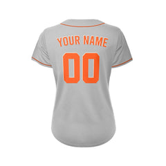 Women's Custom Gray Button Down Baseball Jersey