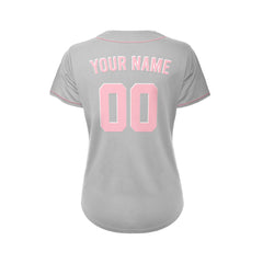 Women's Custom Gray Button Down Baseball Jersey