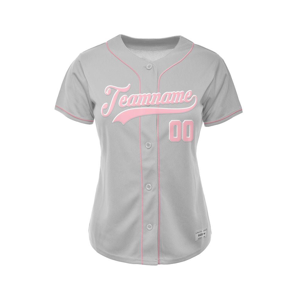 Women's Custom Gray Button Down Baseball Jersey