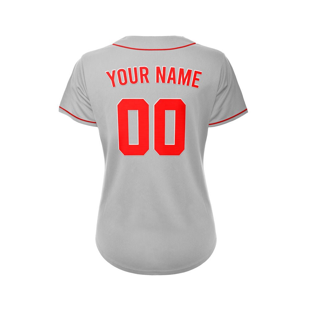 Women's Custom Gray Button Down Baseball Jersey