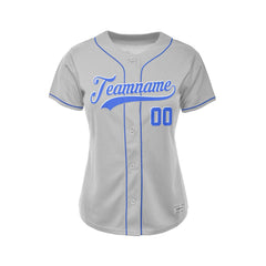 Women's Custom Gray Button Down Baseball Jersey