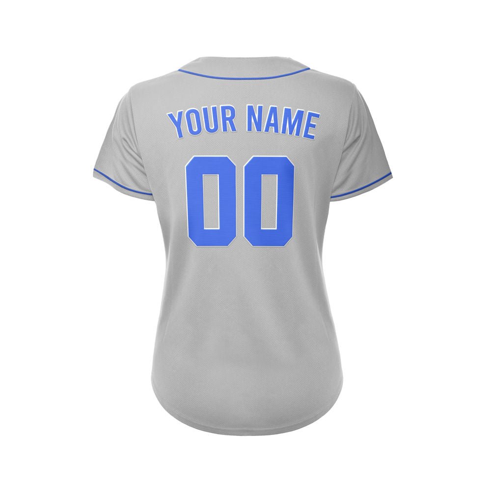 Women's Custom Gray Button Down Baseball Jersey