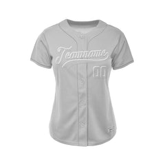 Women's Custom Gray Button Down Baseball Jersey