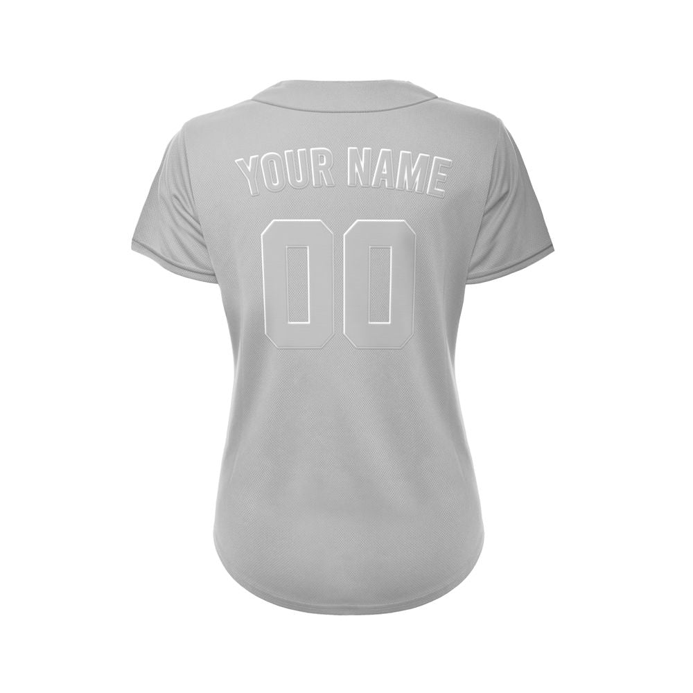 Women's Custom Gray Button Down Baseball Jersey