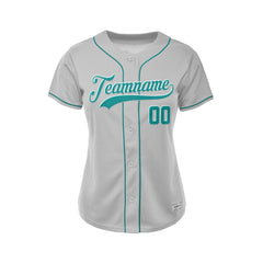 Women's Custom Gray Button Down Baseball Jersey
