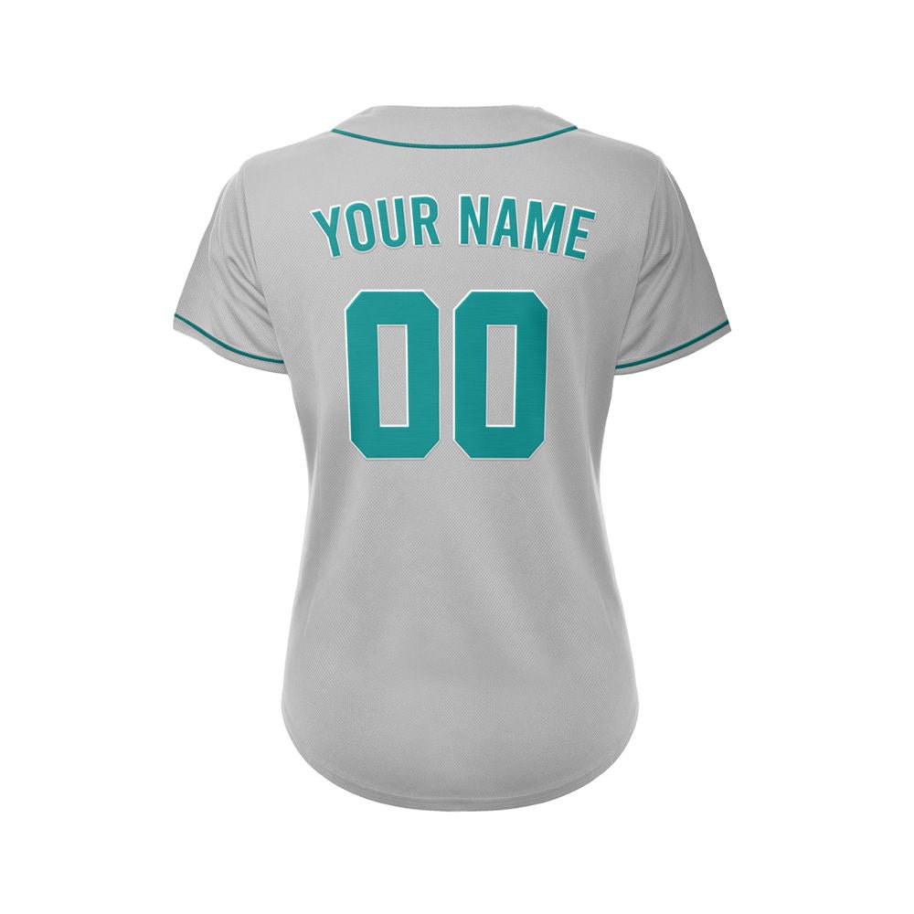 Women's Custom Gray Button Down Baseball Jersey