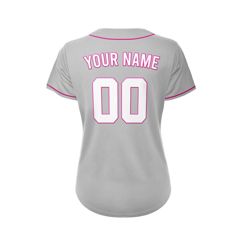 Women's Custom Gray Button Down Baseball Jersey