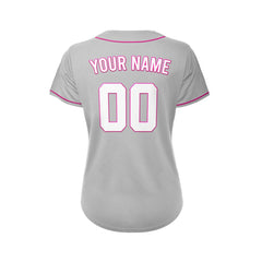 Women's Custom Gray Button Down Baseball Jersey