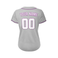 Women's Custom Gray Button Down Baseball Jersey