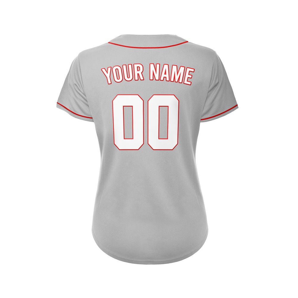 Women's Custom Gray Button Down Baseball Jersey