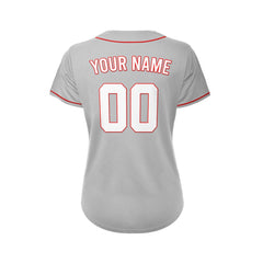 Women's Custom Gray Button Down Baseball Jersey