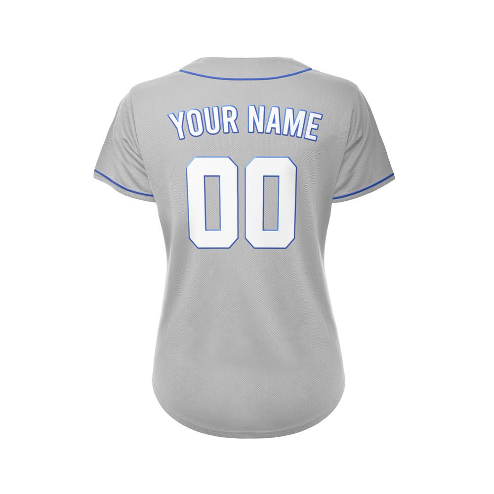 Women's Custom Gray Button Down Baseball Jersey