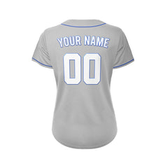 Women's Custom Gray Button Down Baseball Jersey
