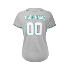 Women's Custom Gray Button Down Baseball Jersey