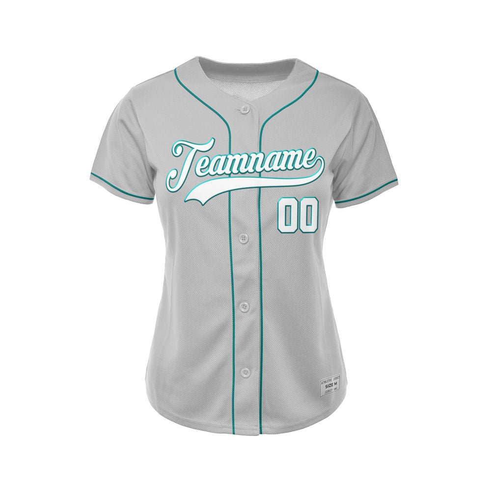 Women's Custom Gray Button Down Baseball Jersey