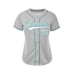 Women's Custom Gray Button Down Baseball Jersey