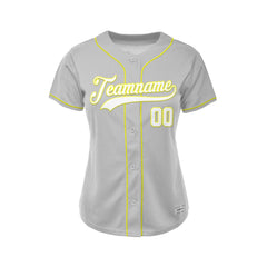 Women's Custom Gray Button Down Baseball Jersey